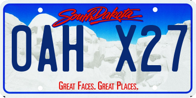 SD license plate 0AHX27