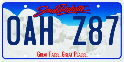 SD license plate 0AHZ87