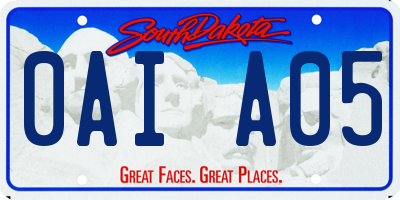 SD license plate 0AIA05