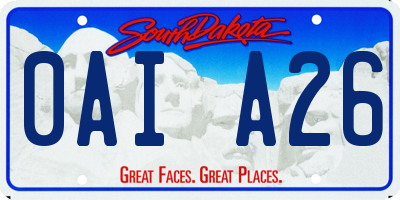 SD license plate 0AIA26