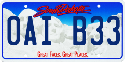 SD license plate 0AIB33