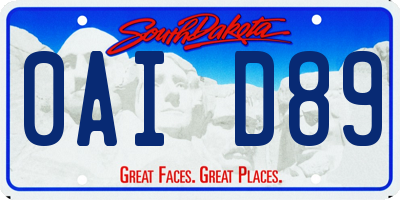 SD license plate 0AID89