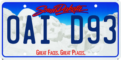 SD license plate 0AID93