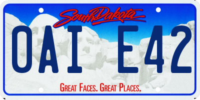 SD license plate 0AIE42