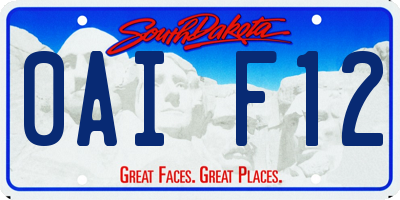 SD license plate 0AIF12