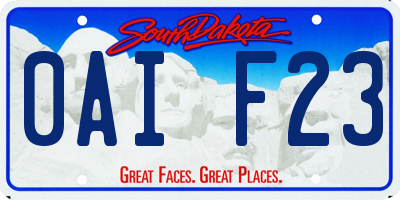 SD license plate 0AIF23