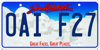 SD license plate 0AIF27