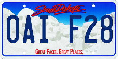 SD license plate 0AIF28