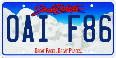 SD license plate 0AIF86