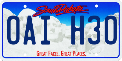 SD license plate 0AIH30