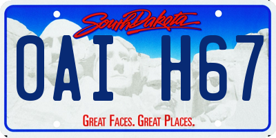 SD license plate 0AIH67