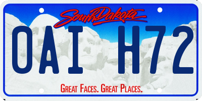 SD license plate 0AIH72