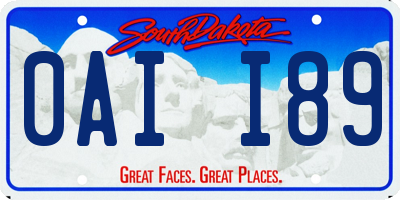 SD license plate 0AII89