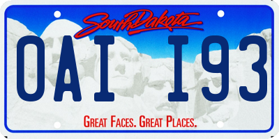 SD license plate 0AII93