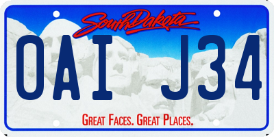 SD license plate 0AIJ34