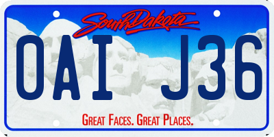 SD license plate 0AIJ36