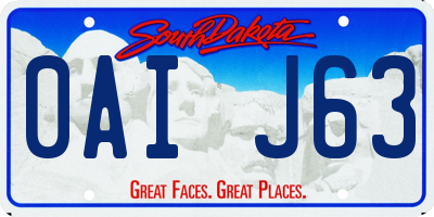 SD license plate 0AIJ63