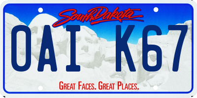 SD license plate 0AIK67