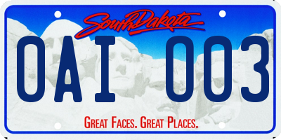SD license plate 0AIO03