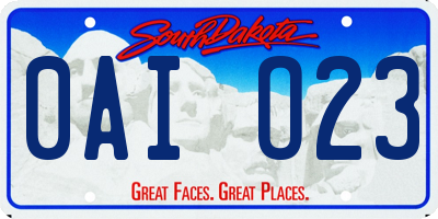 SD license plate 0AIO23