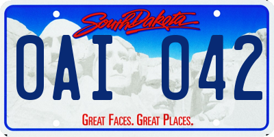 SD license plate 0AIO42