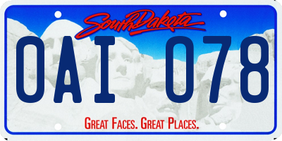 SD license plate 0AIO78