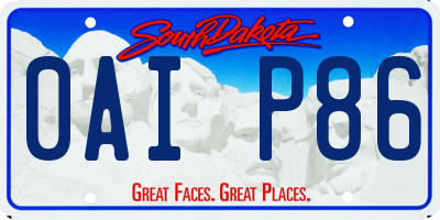 SD license plate 0AIP86