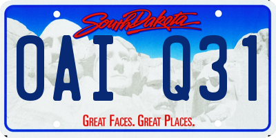 SD license plate 0AIQ31