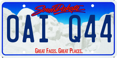 SD license plate 0AIQ44