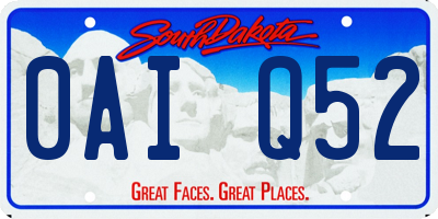 SD license plate 0AIQ52