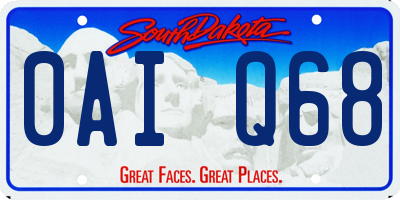 SD license plate 0AIQ68