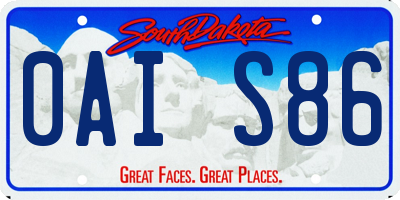 SD license plate 0AIS86