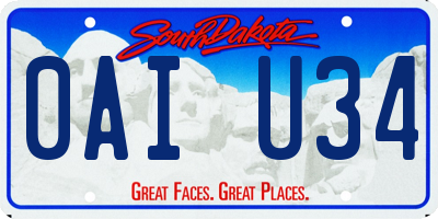SD license plate 0AIU34