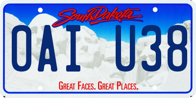 SD license plate 0AIU38