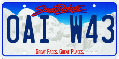 SD license plate 0AIW43