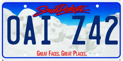 SD license plate 0AIZ42