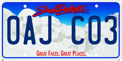 SD license plate 0AJC03