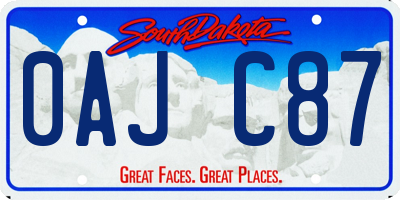 SD license plate 0AJC87