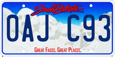 SD license plate 0AJC93