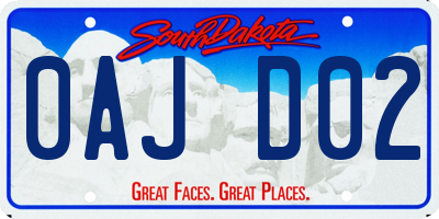 SD license plate 0AJD02