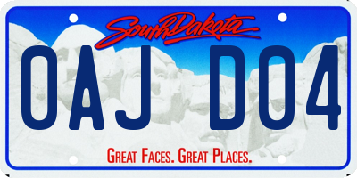 SD license plate 0AJD04