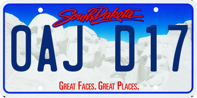 SD license plate 0AJD17