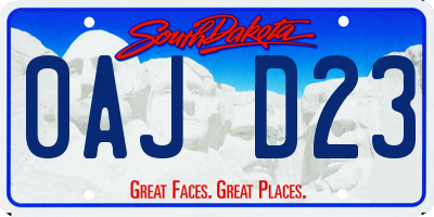 SD license plate 0AJD23