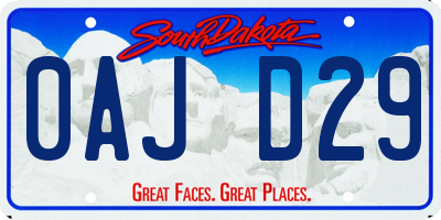 SD license plate 0AJD29