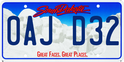 SD license plate 0AJD32