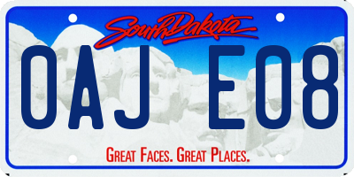 SD license plate 0AJE08