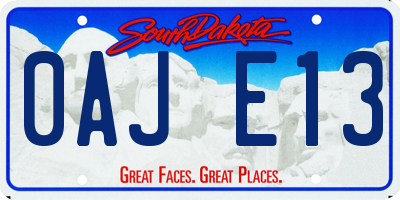 SD license plate 0AJE13