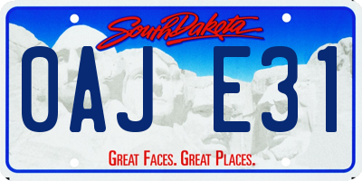 SD license plate 0AJE31