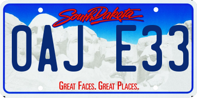 SD license plate 0AJE33