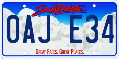 SD license plate 0AJE34